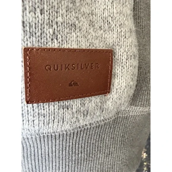 Quiksilver Terry Fleece Crew Neck Sweatshirt LG Heather Gray Beach Surf LS - Picture 2 of 4